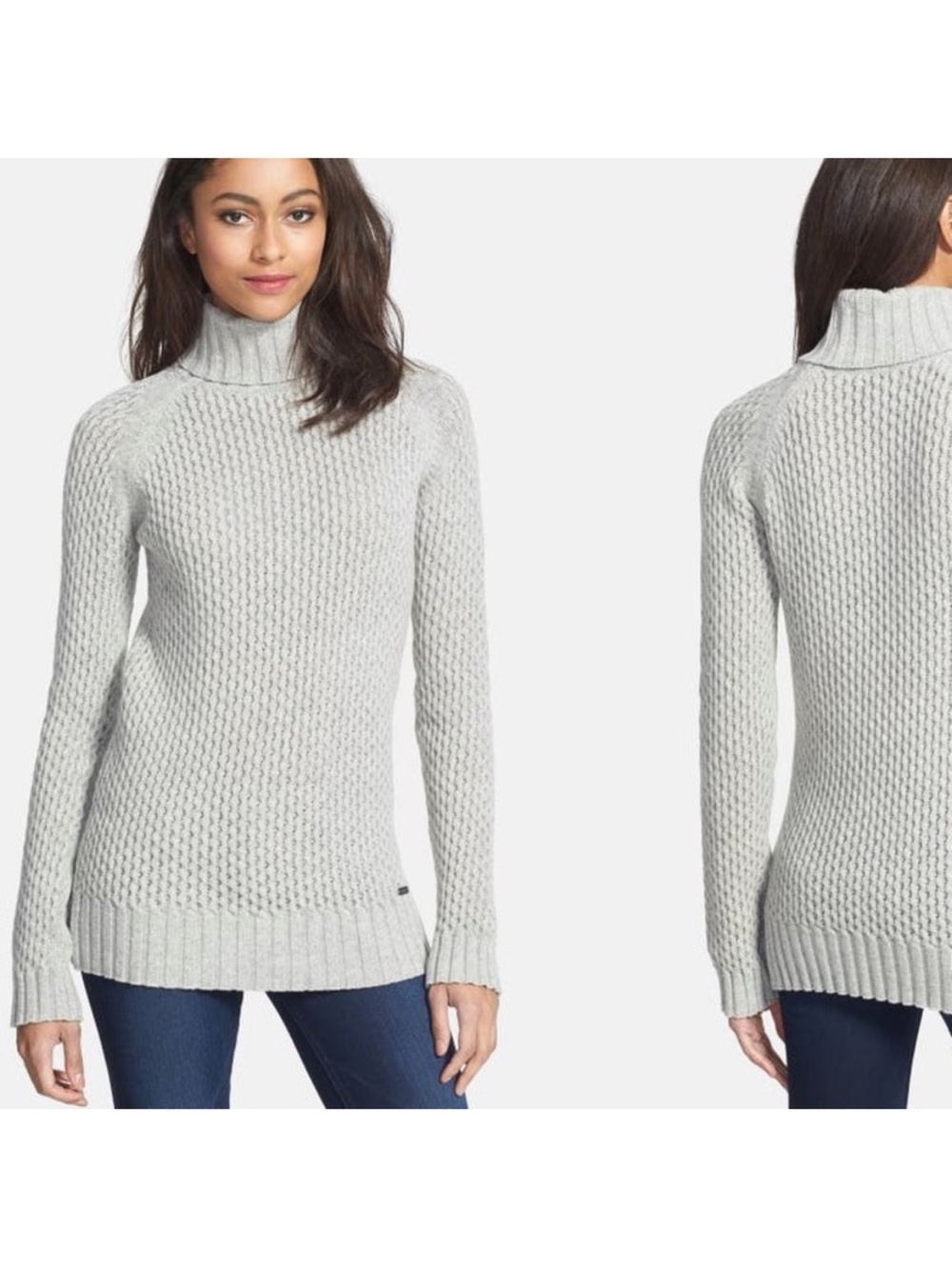 Barbour Larkspur Knit Wool Blend Textured Turtleneck Sweater